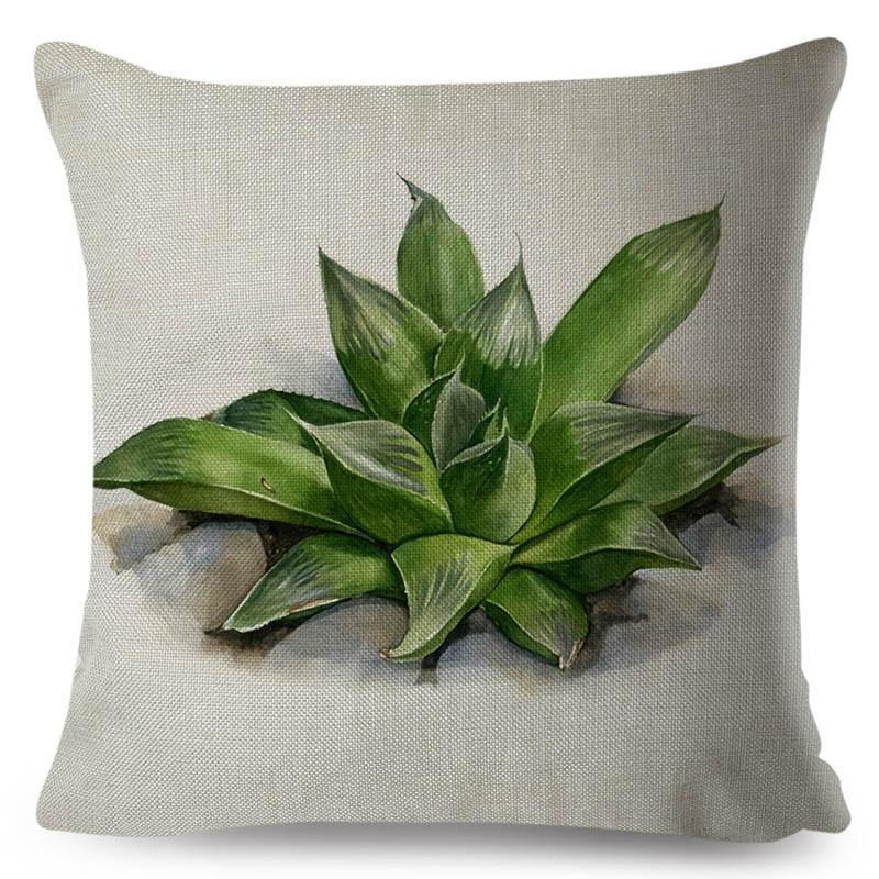 

Nordic Style Watercolor Succulent Plants Pillow Case Polyester 45x45 Decor Cartoon Cactus Cushion Cover for Car Sofa Pillowcase 40x40cm16x16Inch