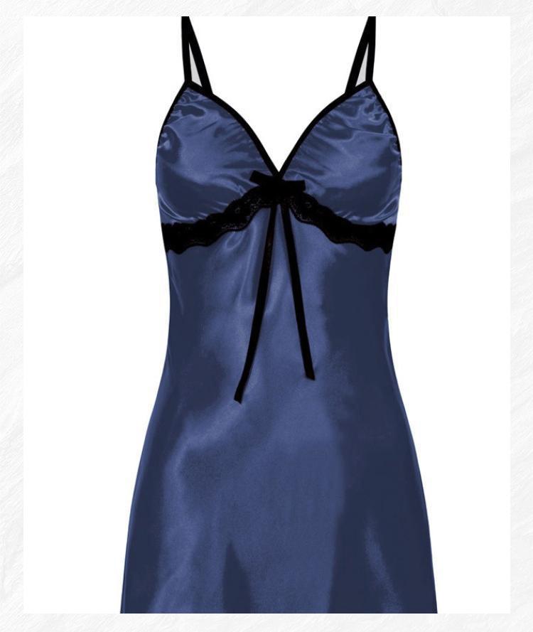 Women Sexy Sleepwear Nightdress Lace Silk Satin Night Dress Sleeveless Nighties V-neck Nightgown Plus Size Nightwear