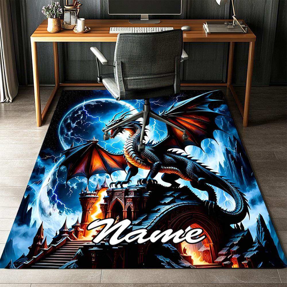 Custom Name Dragon Printed Carpet,Rug for Office Chair Living Room Bedroom Kitchen Room Decor Gifts.