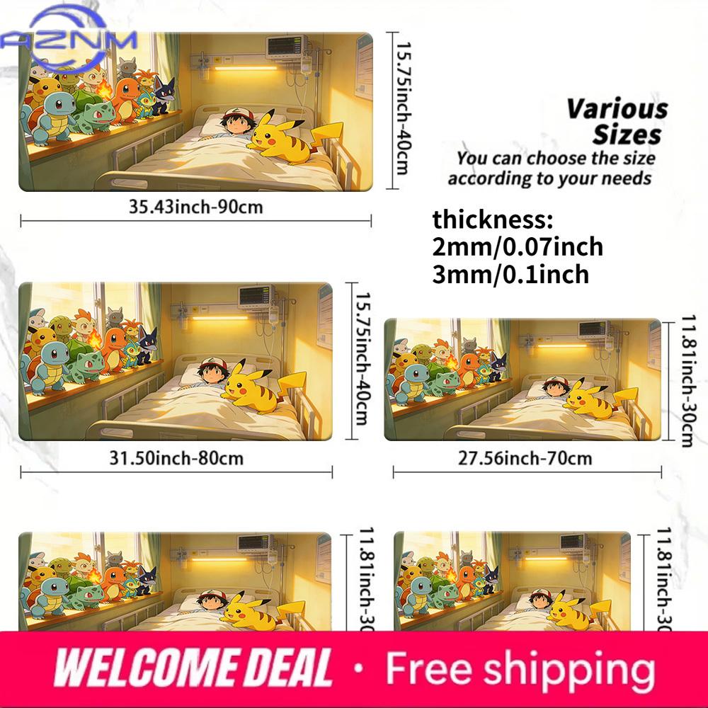 Pokemon Ash Hospital Bed with Friends Gaming Mouse Pad NonSlip Desk Mat 30x80x0.2cm