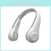 Portable Hanging Neck Fan Usb Rechargeable Brushless Motor White Low Noise