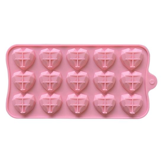

3D Diamond 15 Love Heart Shaped Grid Diamond Heart Silicone Mold Mold Tray Silicone Baking Pan