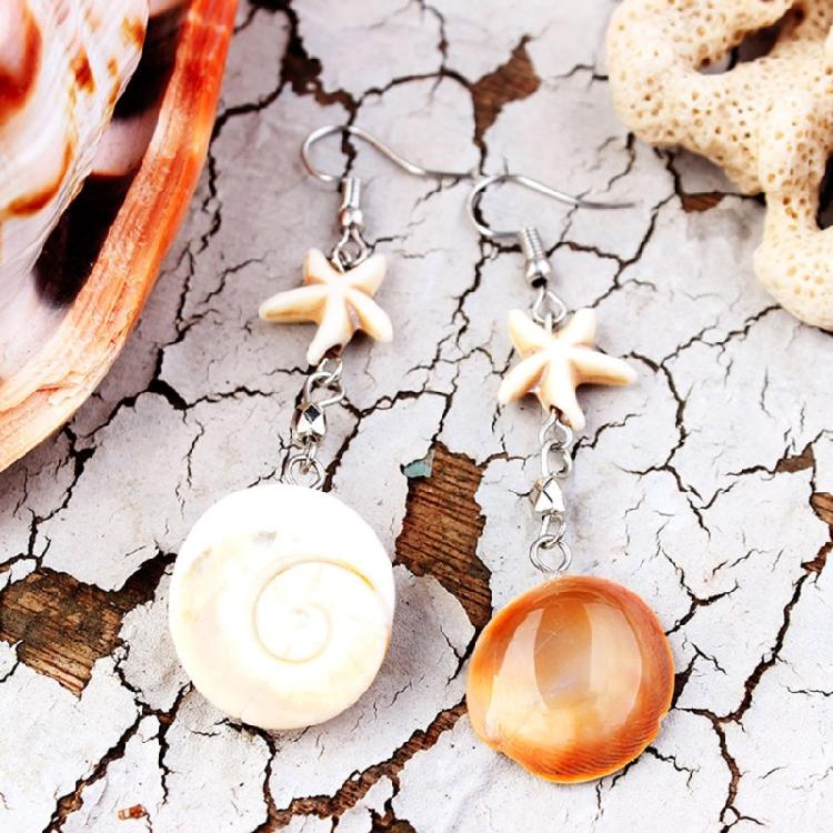 Starfish Dangle Earrings with Conch for Sensitive Ears Handmade Sea Inspired Ear Accessories Earwear for Trendy Women