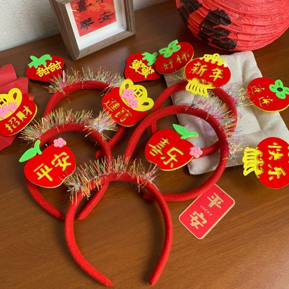Cartoon Snake Year Headband Red Hairband Festive New Year Headwear  Party Decoration