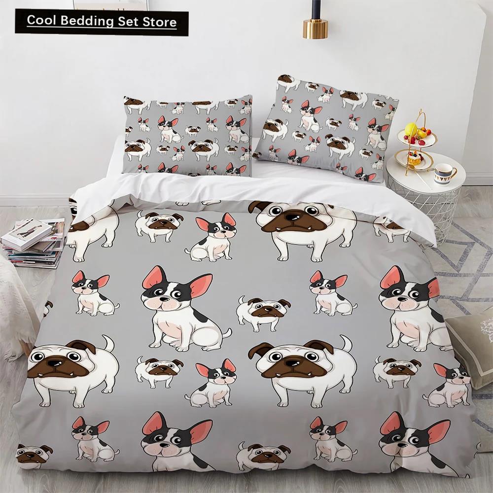 Corgi Dog King Queen Duvet Cover Yellow Cartoon Puppy Bedding Set For Kids Boys Girls Kawaii Pet Animal Pink 2/3Pcs Quilt Cover