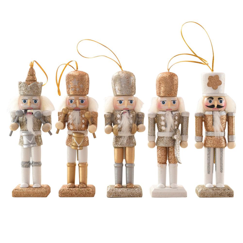 5 Pcs Wooden Nutcracker Soldier Christmas Decoration Christmas Nutcracker Figures Ornaments for Christmas Tree Figures Gifts