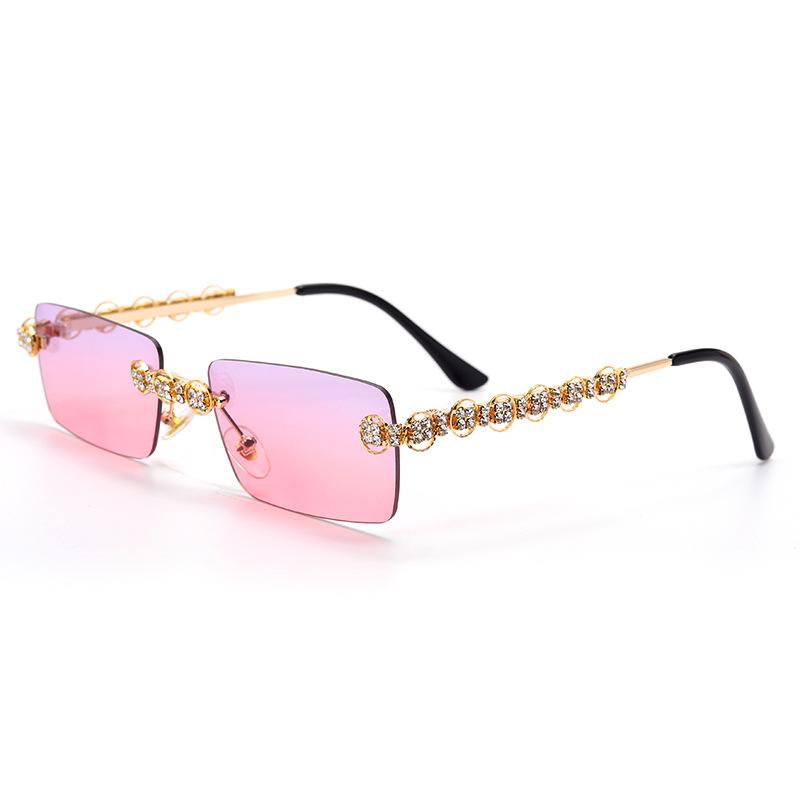 Lbashades Luxury Rhinestone Sun Glasses Custom Brand Women Sunglasses 2021 Small Square Crystal Retro UV400 LBA Shades