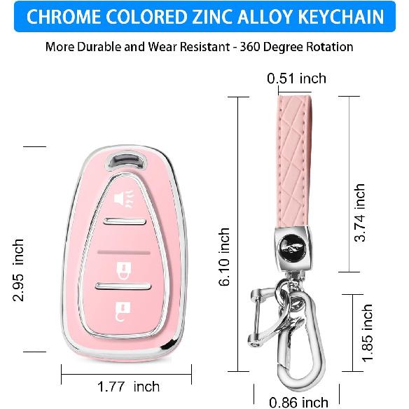 QBUC Key Fob Cover for Chevy, Car Key Fob Case with Keychain for Equinox 2018- Sonic 2017- Spark 2016- Traverse Trailblazer Trax Accessories