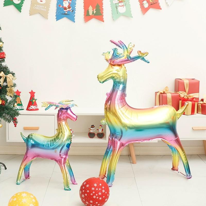 Christmas Deer Balloons Multicolor Standing Animal Balloons Kids Inflatable Toys