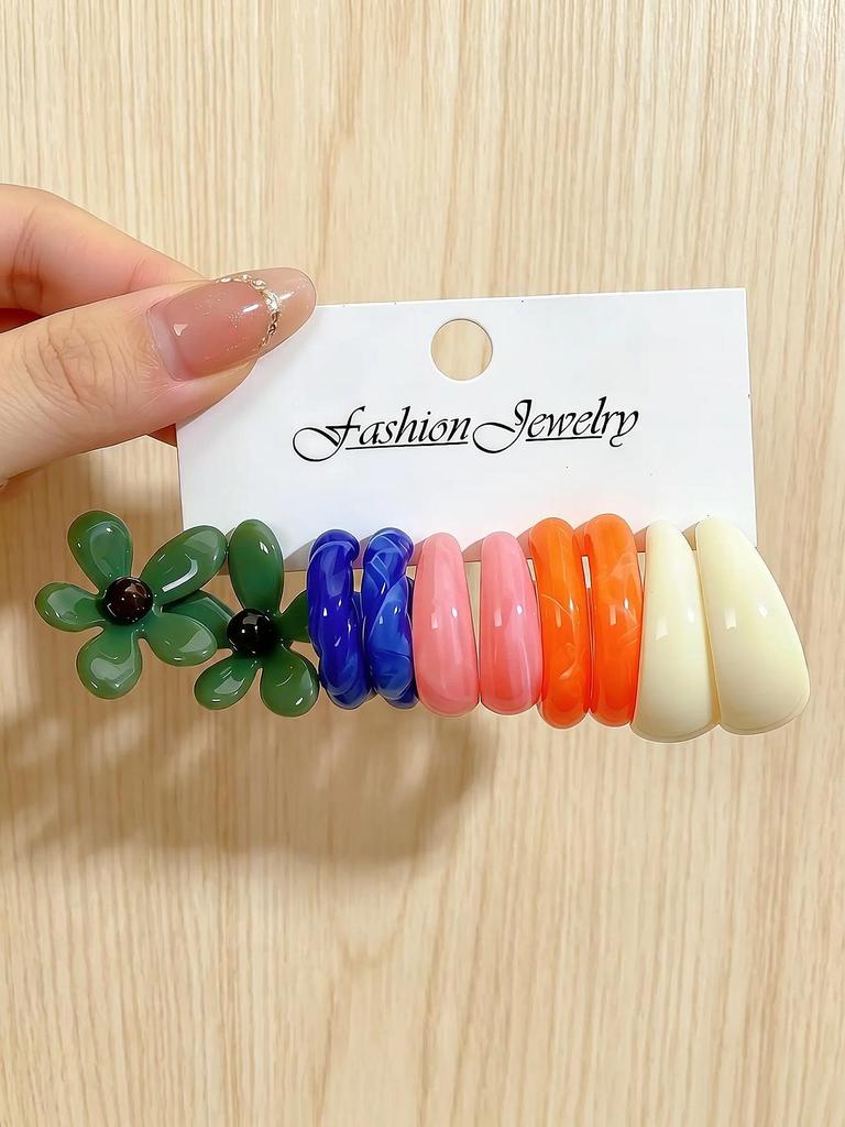 European 2026 C-Shaped Resin Earrings - Light Luxury Fashion with Creative Acetate Sheet Design