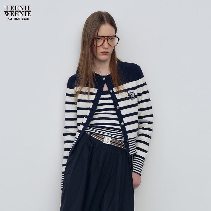 Teenie Weenie Bear Letter Stripe Knitted Cardigan