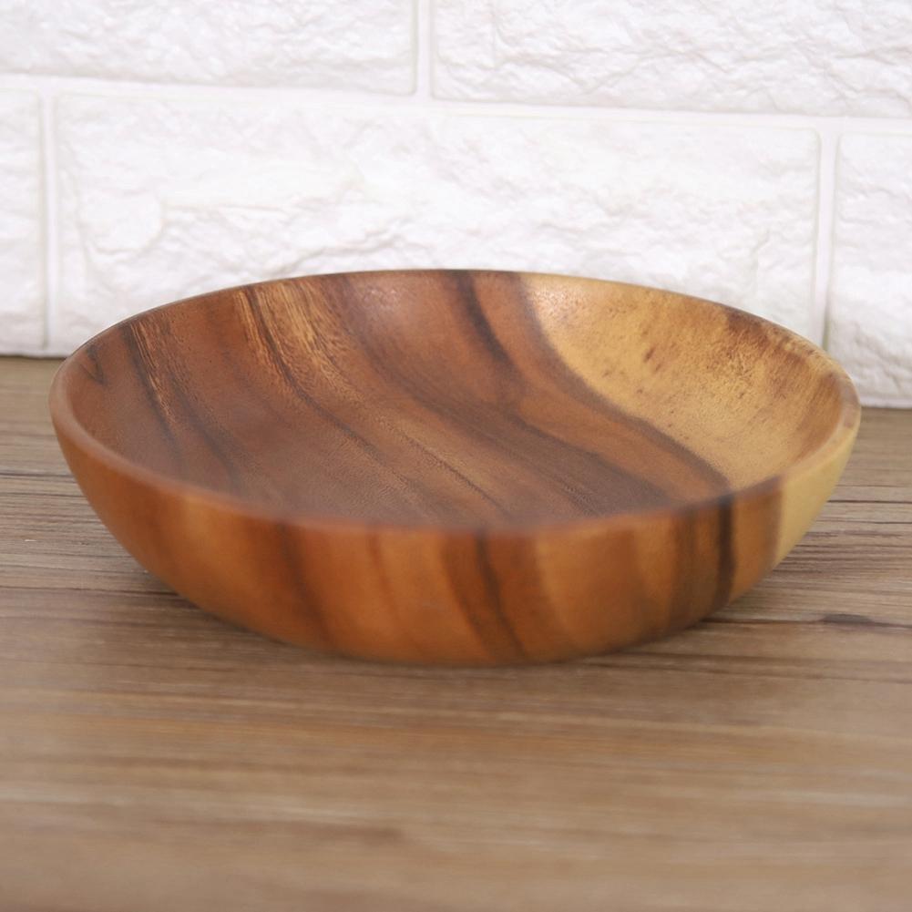 Solid Acacia Wooden Bowl for Salad Soup Rice Hand Made Wooden Bowl Kitchen Utensils