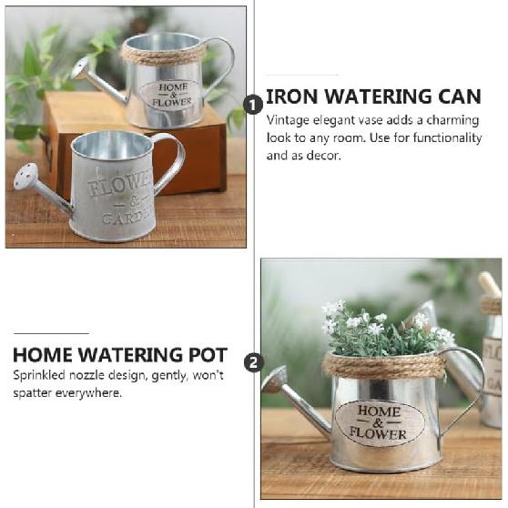 Artibetter 2pcs Tin Watering Can Vases for Centerpieces Mini Flower Pots Mini Metal Buckets Retro Flower Pot Bucket Plants Watering Pot Watering Can