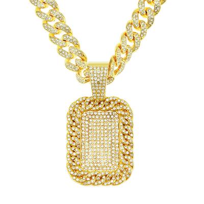 Europäische Hip Hop Splendid Diamant Dog Tag Anhänger Cuban Link Kette Halskette Nachtclub Persönlichkeit Disco Tanzen Dekorative Accessoires Ornament