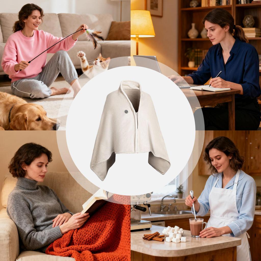 Portable Heated Shawl USB Rechargeable Wearable Electric Shawl Rechargeable Heated Blanket For Room Offices School Travel Camp