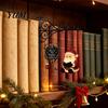Santa Elk Snowman Ornament 2PCS Christmas Bookshelf Lamp, Resin Claus Hanging Room Accent Light, Multi-Color Lighting Wall Mounted for Holiday
