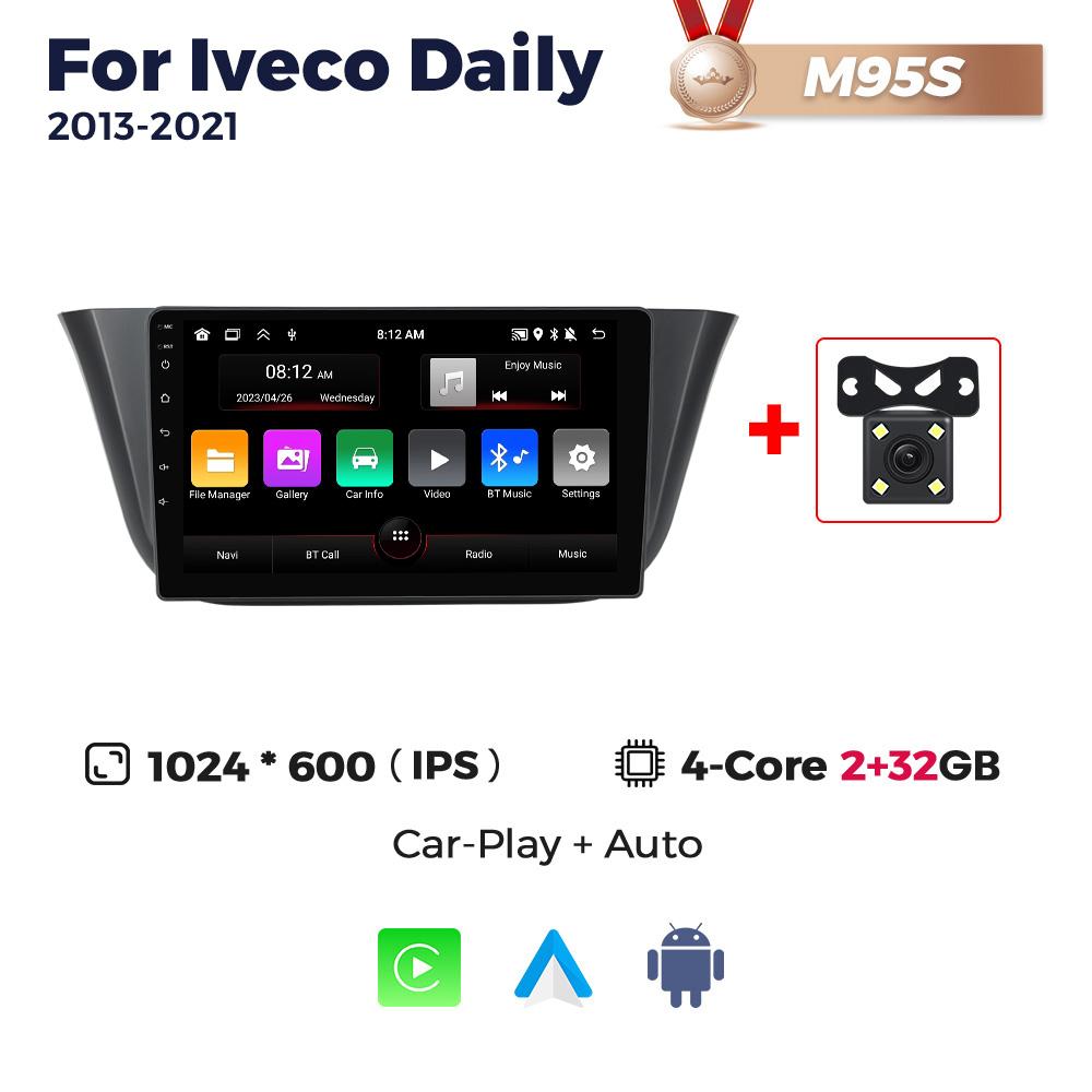 Radio auto multimedia NaviFly Android Auto cu ecran QLED 2 DIN pentru Iveco Daily 2013-2025, BT CarPlay, Navigație GPS, Autoradio