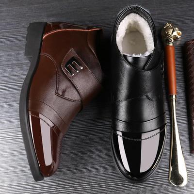 Autumn and Winter Men's High-top Leather Boots Non-slip Water Proof Plus Velvet Warm Thick Men's Business Leather Shoes