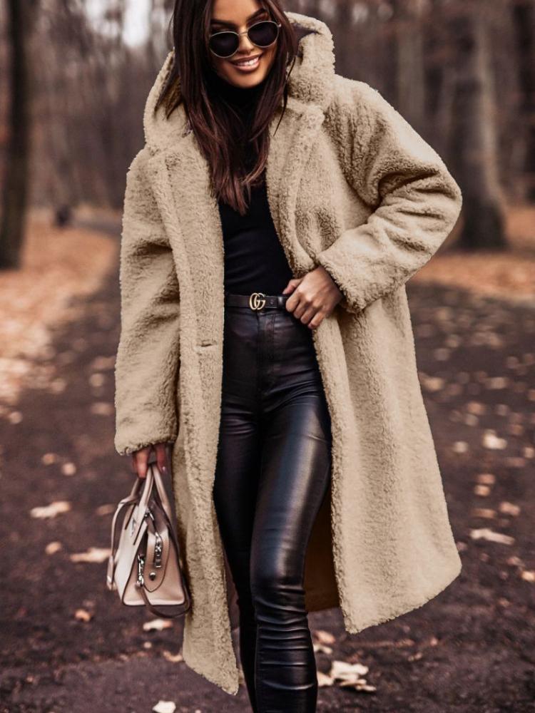 Long Plush Fleece Coat for Women, Soft Warm Winter Outerwear, Multiple Colors Available