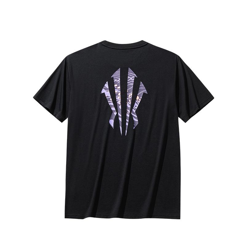 Anta Kyrie Shield Simple Round Neck Pullover Loose Short Sleeve T-Shirt Unisex Tops Basic-Black 172531114-4