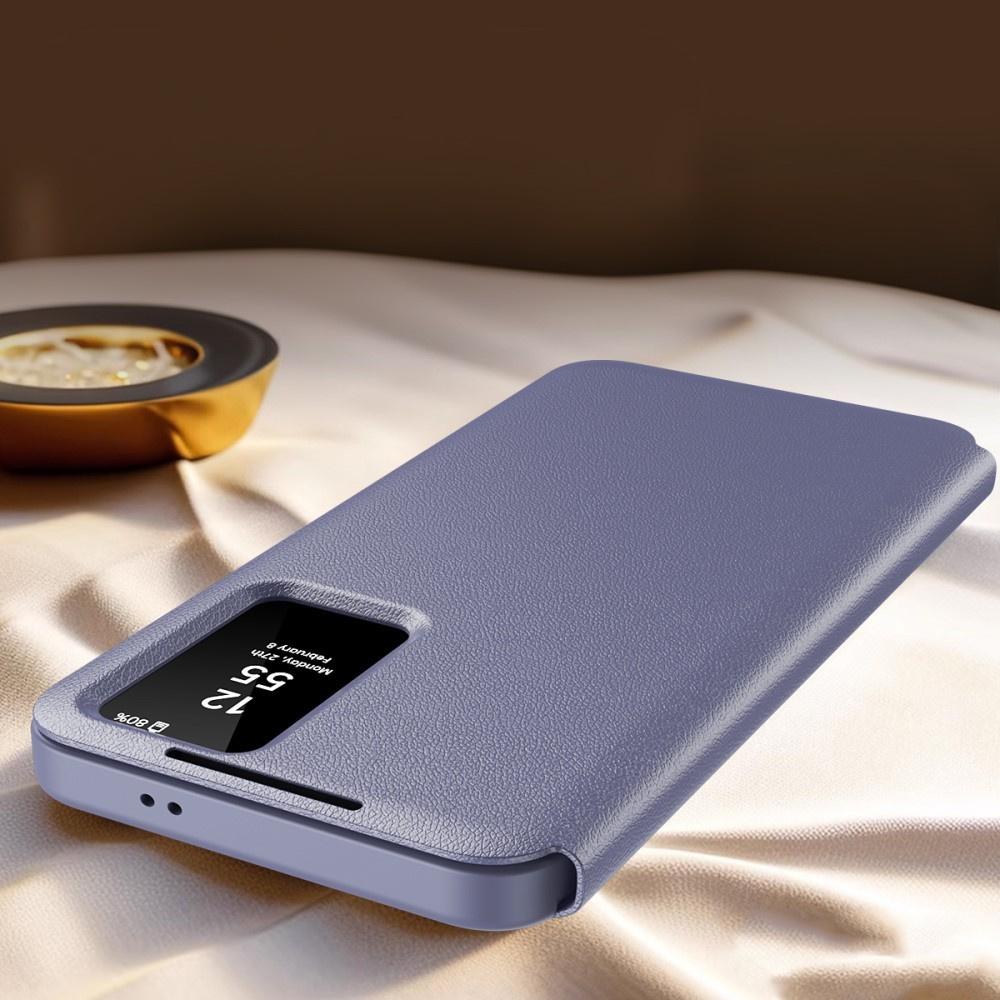 Funda tipo cartera con tapa y ventana Smart View para Samsung Galaxy S25+ Plus, Morado