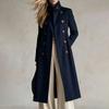 Women's Mid-Length Double-Breasted Color Wool Overcoat for Fall and Winter