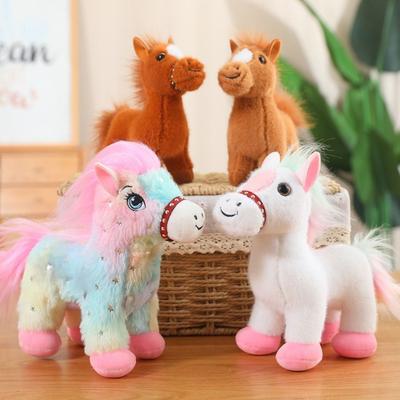 Fluffy Tail Pony Plush Toys Long Mane Cartoon Horse Stuffed Toy  Easter Gifts
