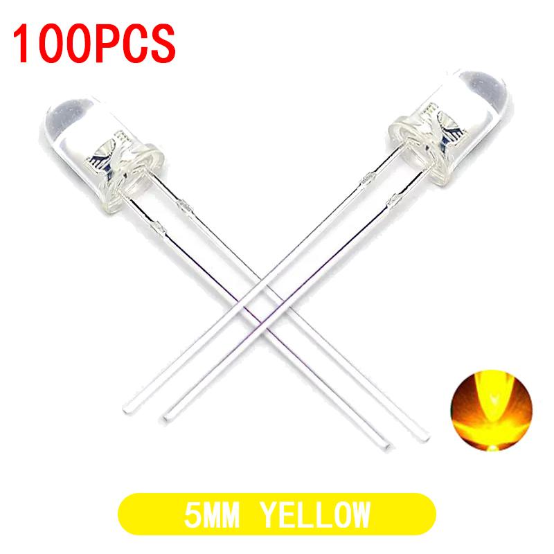 

100pcs High quality Transparent Round 5mm Super Bright Water Clear Green Red White Yellow Blue Light LED Bulbs Emitting Diode