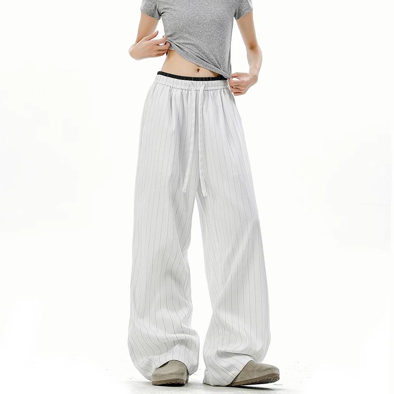 2025 Autumn Korean Style Men Pantalons Men Fashion High Waist Stripe Pants Male Casual Streetwear Straight Trousers S-2Xl