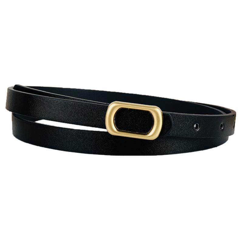 Vintage Thin Waist Belt With Punched Detail And Smooth Buckle Design Casual For