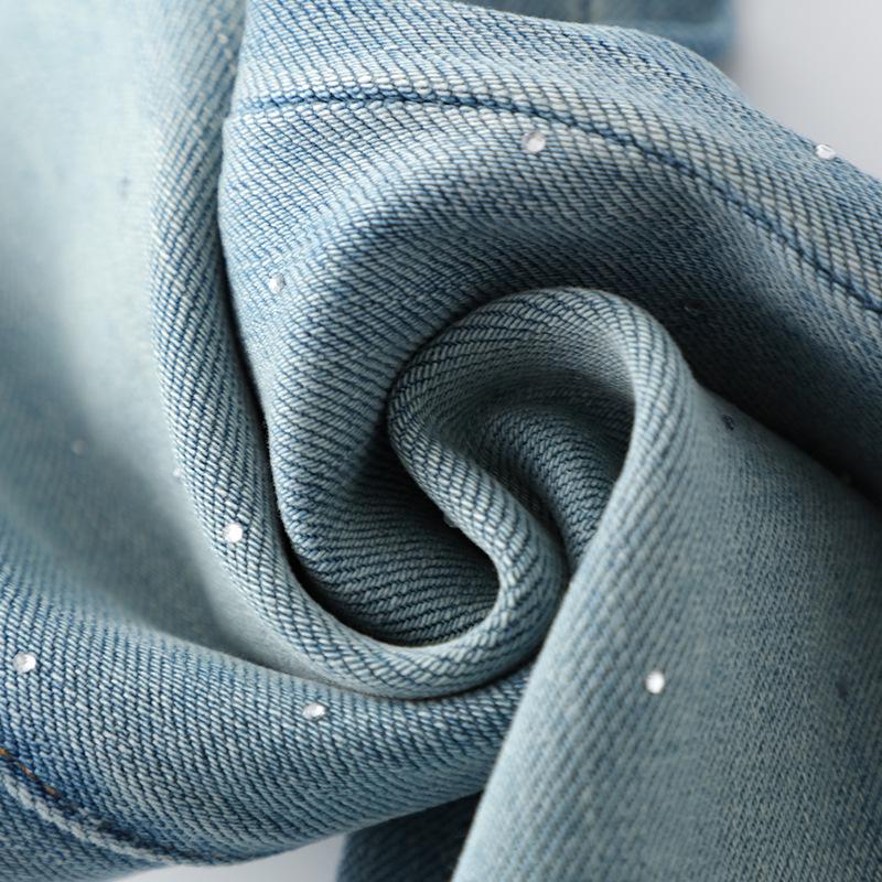 Women's High-Waist Light Color Flare Jeans with Lace Stitching - 2025 Spring/Summer Trend