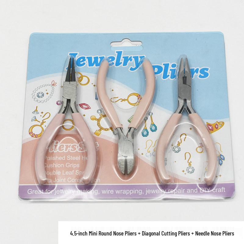 Stainless Steel Precision Needle-Nose Pliers: Non-Serrated, Round-Nose, Angled Cutters for DIY Craft & Jewelry Wire Wrapping