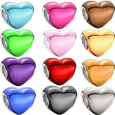 Miniso Multiple Colors Heart Bead Charms Fit Original Design Snake Copper Bracelet Necklace Beads For DIY Style Jewelry Piece Women Gift