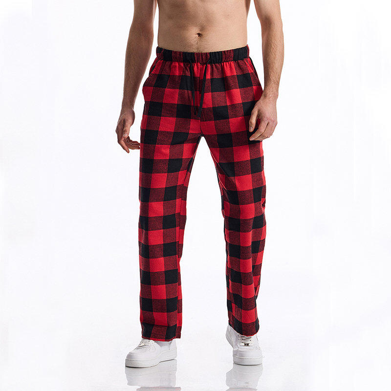 Men's Casual Pants Summer Autumn Checkered Print Pants Loose Fit Elastic Waistband with Drawstring Stylish and Comfortable