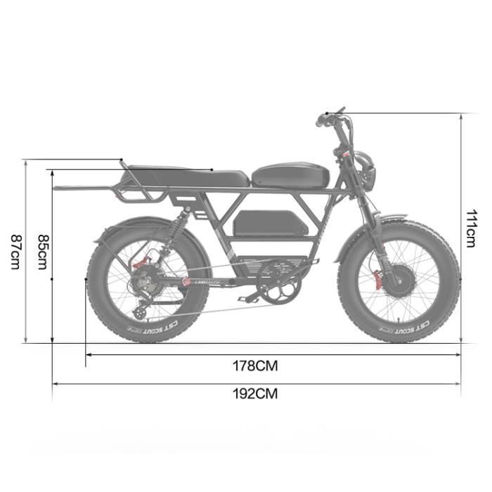 LANKELEISI X-Black-Knight 2 × 1000W Double Moteurs Vélo Électrique 45AH Batterie Électrique 26 "pouces Gros Pneu E-Bike