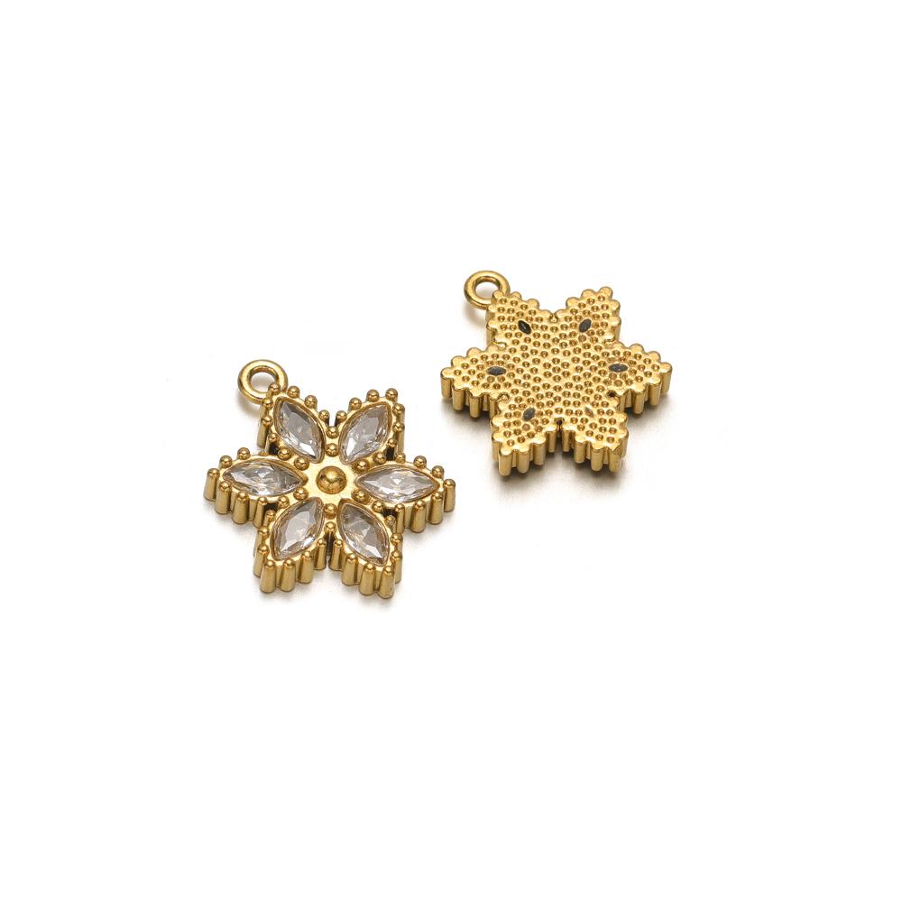 5pcs Stainless Steel Star Snowflake Zirconia Flower Charms for DIY Jewelry Findings Necklace Pendants Bracelet Earrings Making