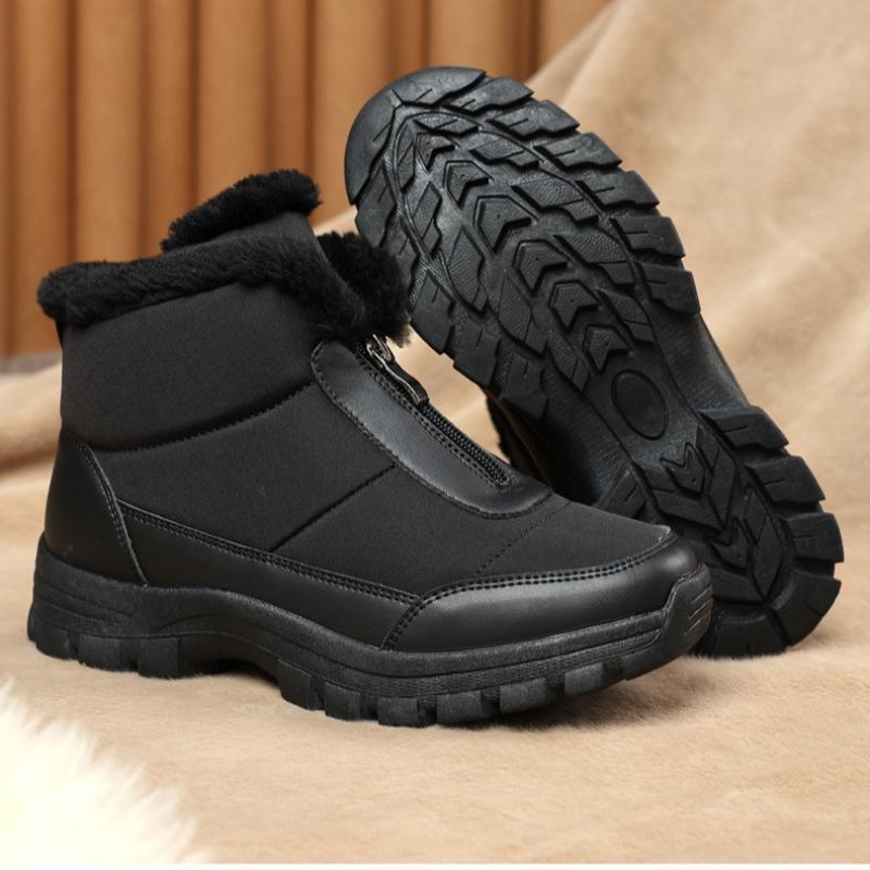 Waterproof Women Winter Ankle Boots Front Zipper Plush Snow Boots Non‑Slip Warm Outdoor Cold‑Proof Short Booties