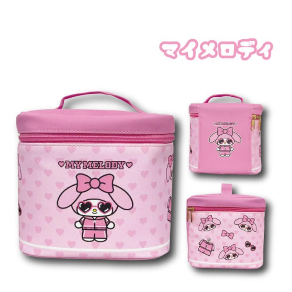 Hatayama Shoji Sanrio Vanity Pouch with Heart My Cosmetic Makeup with H17 x W17 x 34204142 Mirror, Sunglasses, Melody, Pouch, Pouch, Handle, Approx.