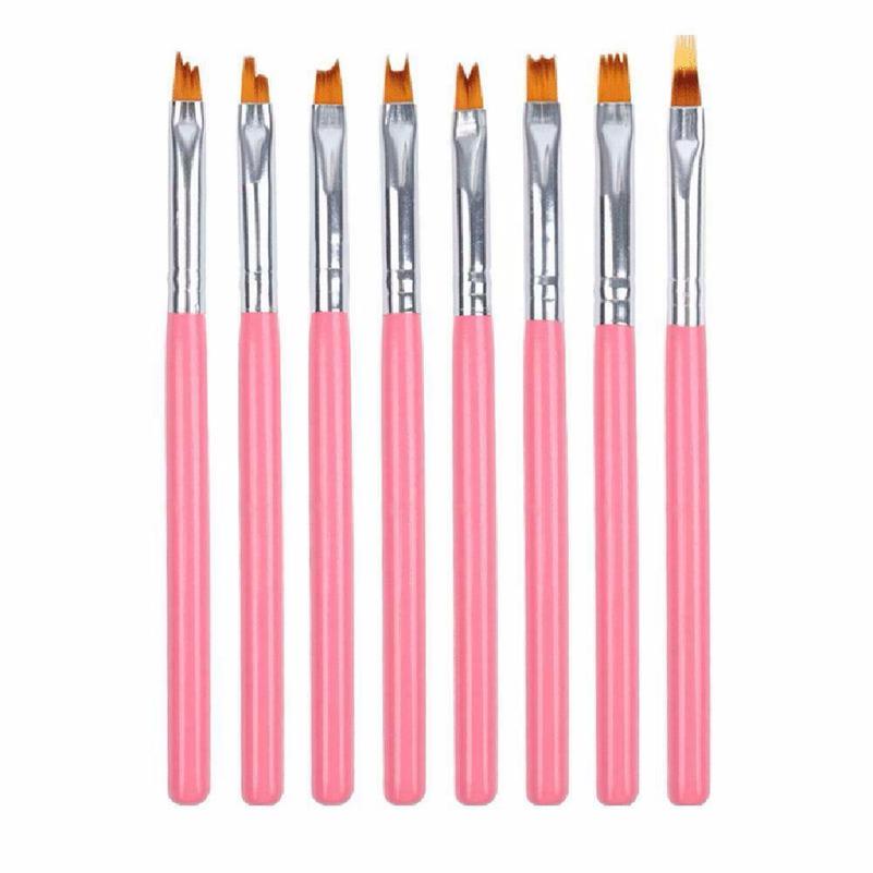 8pcs Acrylic Nail Art Brush Sable Gel UV Nail Painting Flower Drawing Pens Manicure Tools