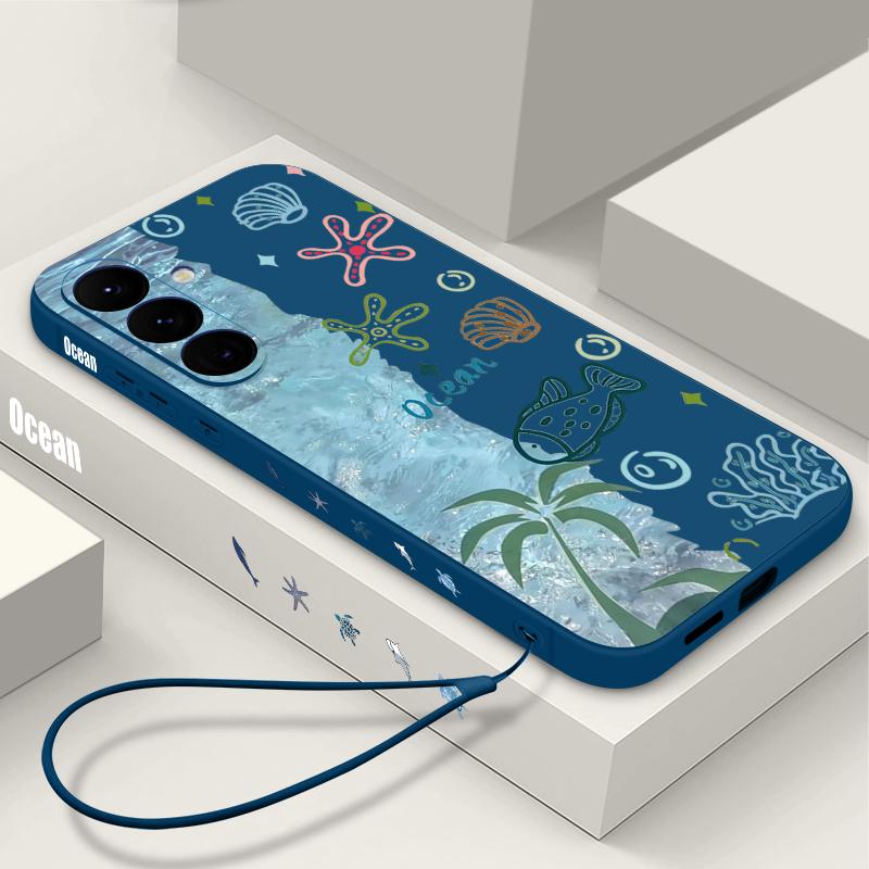 Shark Ocean Fish Print Case For Samsung Galaxy S26 S25 Ultra S24 S23 S22 Plus S21 FE A15 A16 A17 A35 A36 A54 A55 A56 5G Soft Cover
