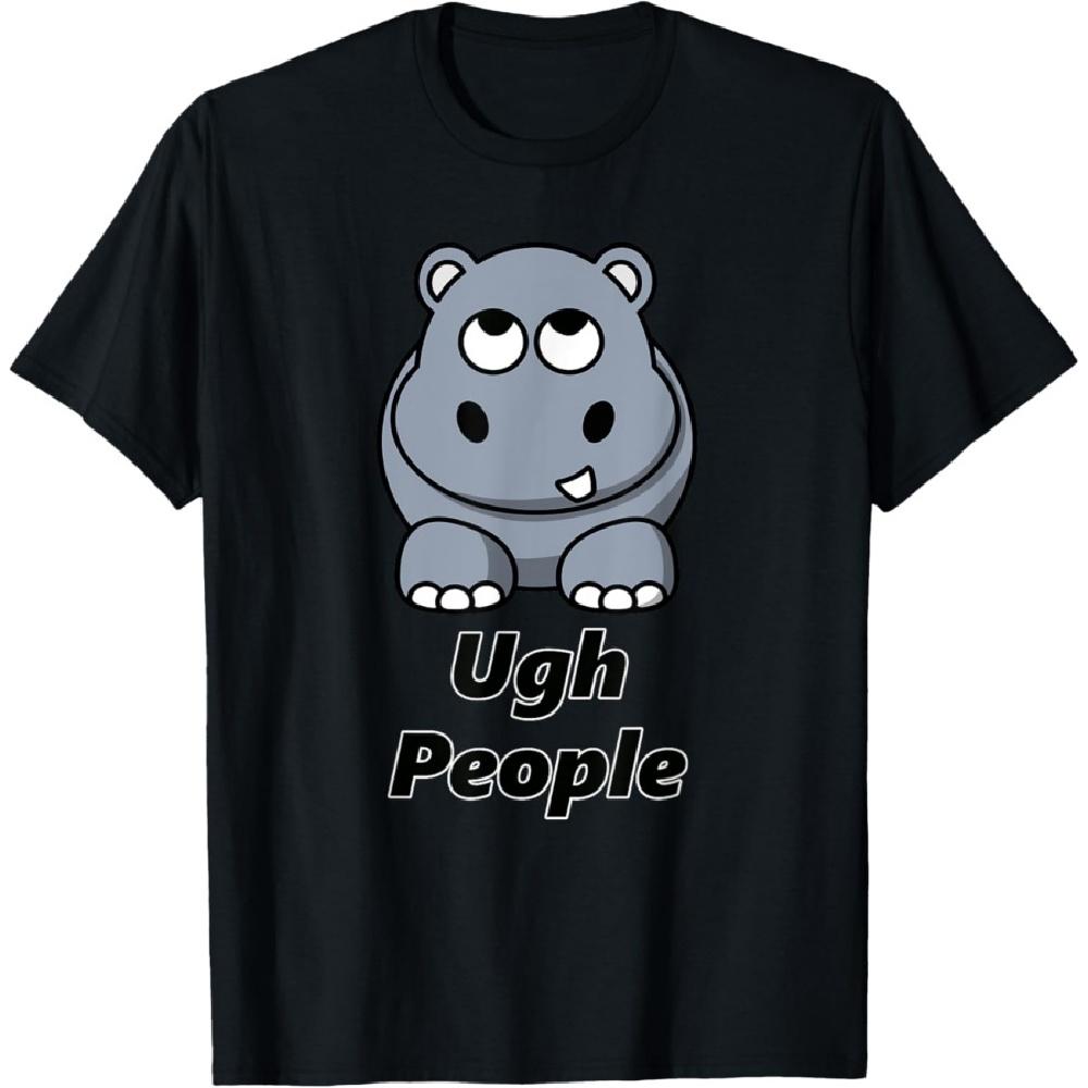 

Funny Cute Hippo - Ugh People - Eye Rolling Hippo T-Shirt XXXXXL чорний