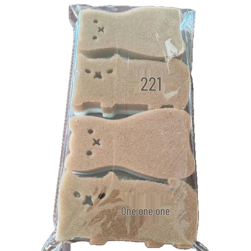 Cute Cat Sponge Scrubber: Double-Sided, Thick Scouring Pad for Kitchen and Dishwashing.