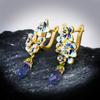Water Drop Gem Flower Pastoral Sapphire Enamel Wedding Earrings Earrings