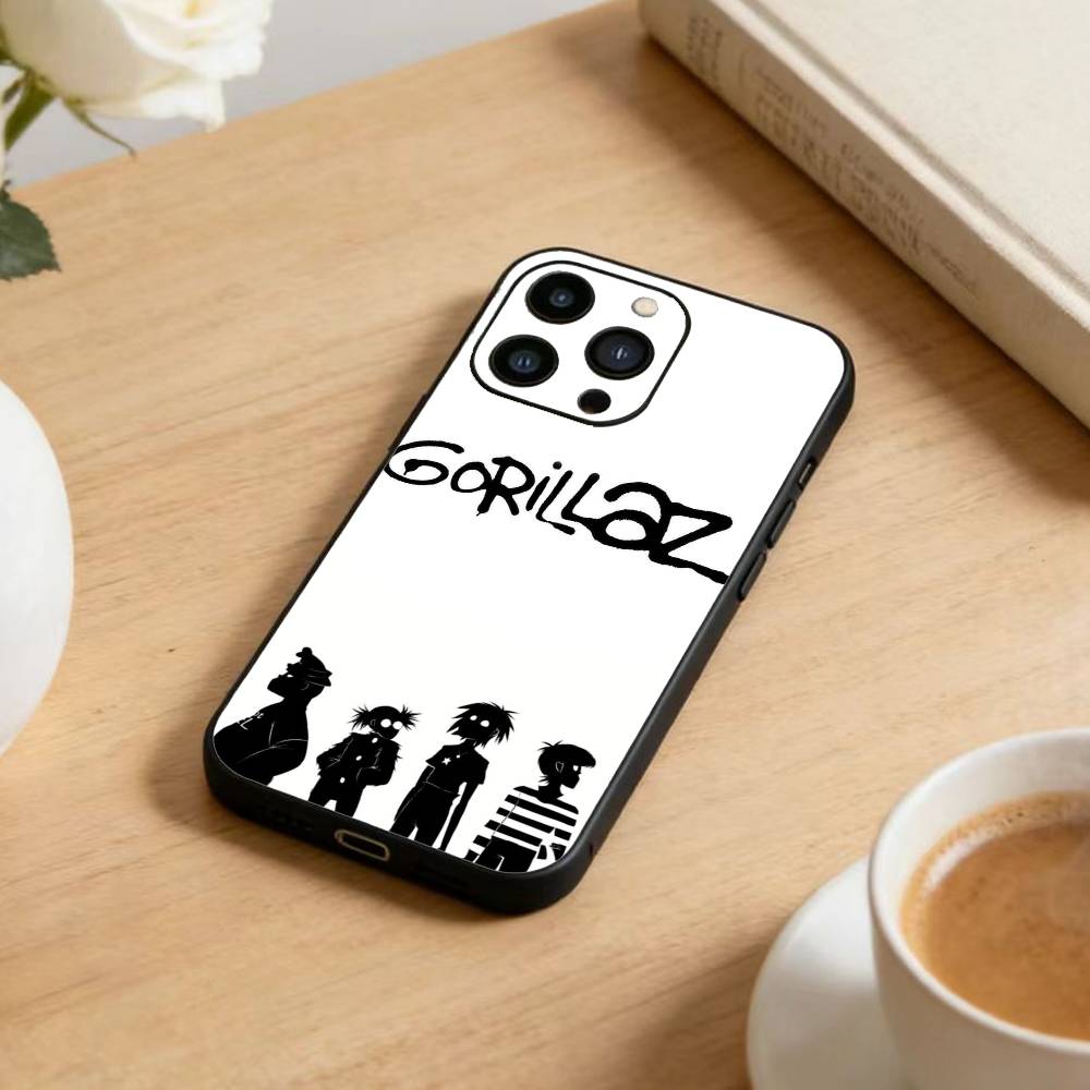 Comic R-Rock Band G-gorillaz   Phone Case For iPhone 17 16 15 14 13 12 Max Plus Silicone Black Cover