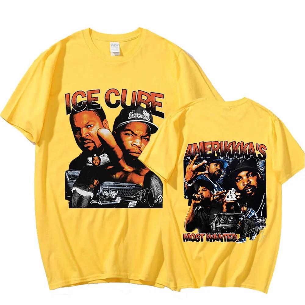 90s Rapper Ice Cube Amerikkka's Most Wanted T-shirt Fashion Vintage Harajuku T Shirt 100% Cotton Casual Tee Shirt Oversized