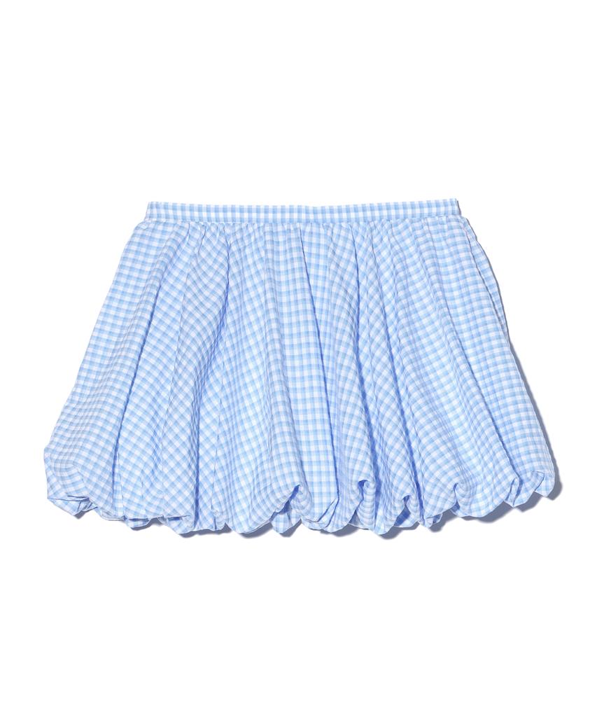 Yuhee Check Balloon Mini Skirt Light Blue