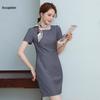 Spring/Summer Round Neck Mid-Length Professional Dress for Beauty Salon