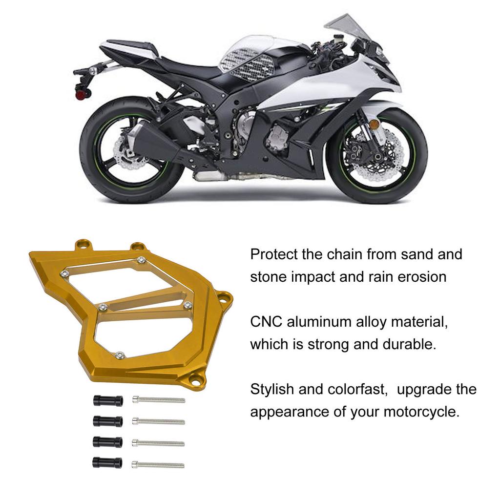 Motorcycle Front Sprocket Cover Chain Guard Protector Aluminum Alloy Replacement for ZX10R 2011‑2017Gold