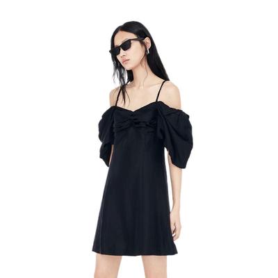 MO&Co. Linen Blend Off-Shoulder A-Line Mini Dress