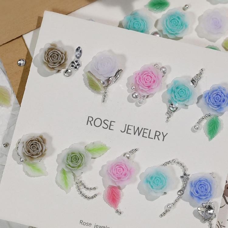 3D Flower Leaf Nails Art Charms Rose Flower Nail Charms for DIY Jewelry Making